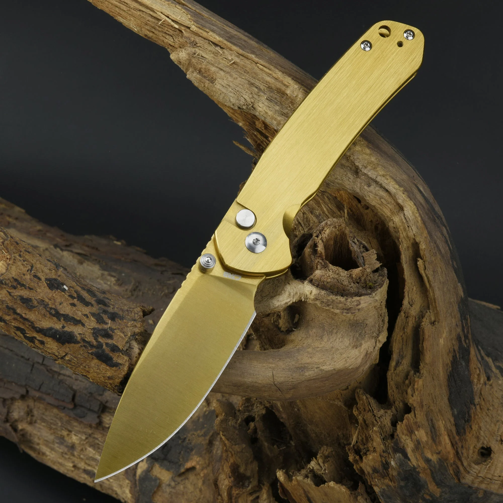 CJRB Pyrite J1925 AR-RPM9 Steel Blade Steel Handle Folding Knives Brass Colorer - Image 15