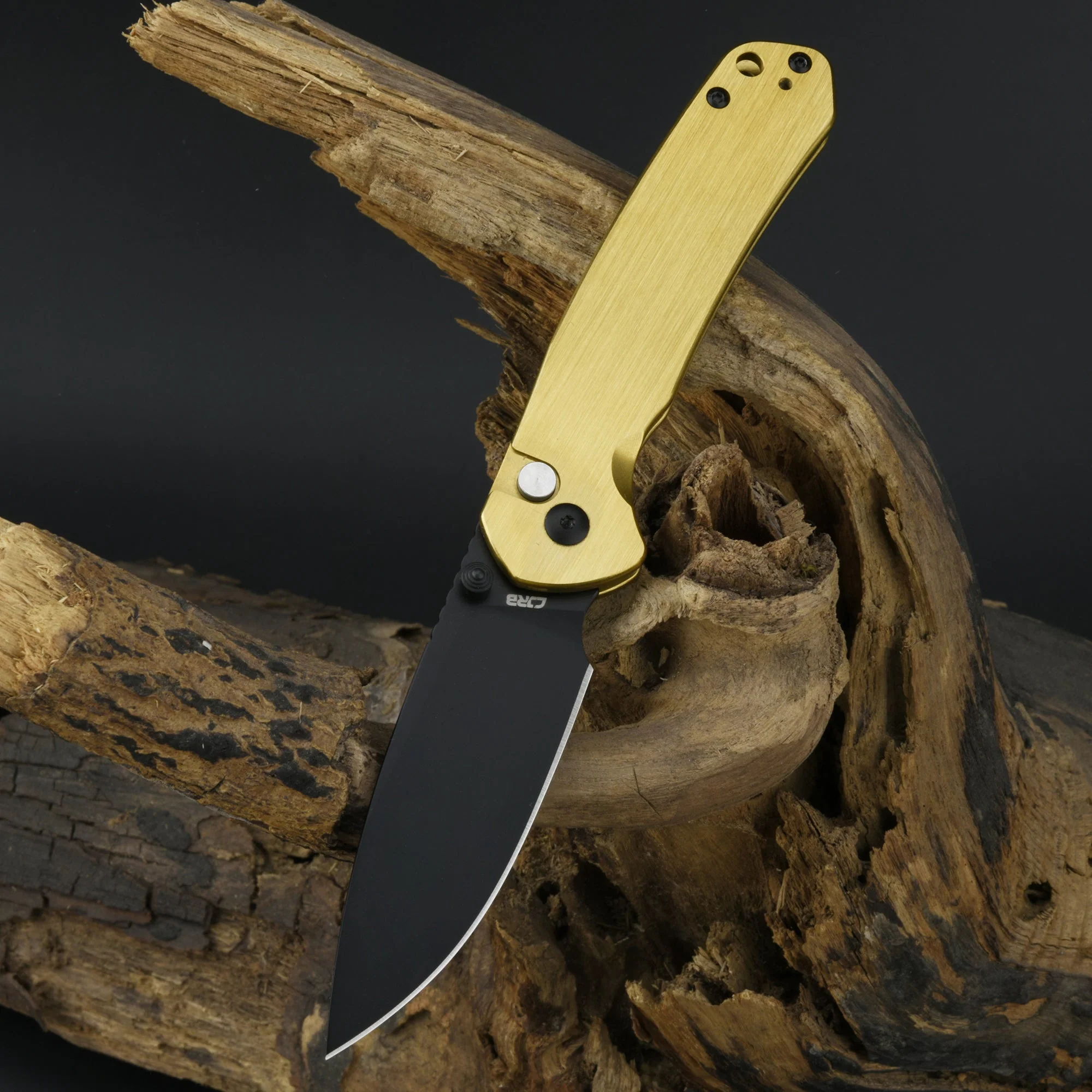 CJRB Pyrite J1925 AR-RPM9 Steel Blade Steel Handle Folding Knives Brass Colorer - Image 5