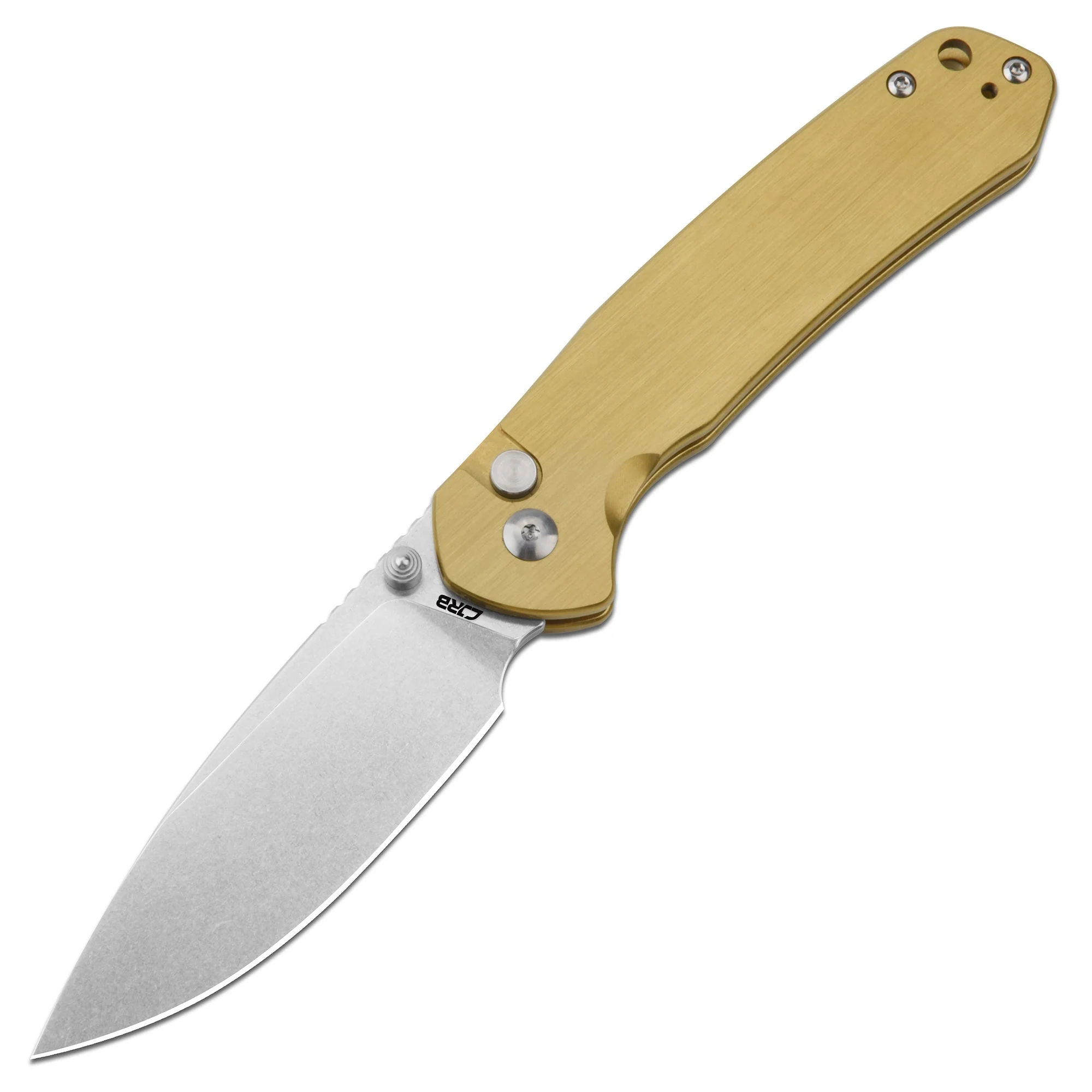 CJRB Pyrite J1925 AR-RPM9 Steel Blade Steel Handle Folding Knives Brass Colorer - Image 6