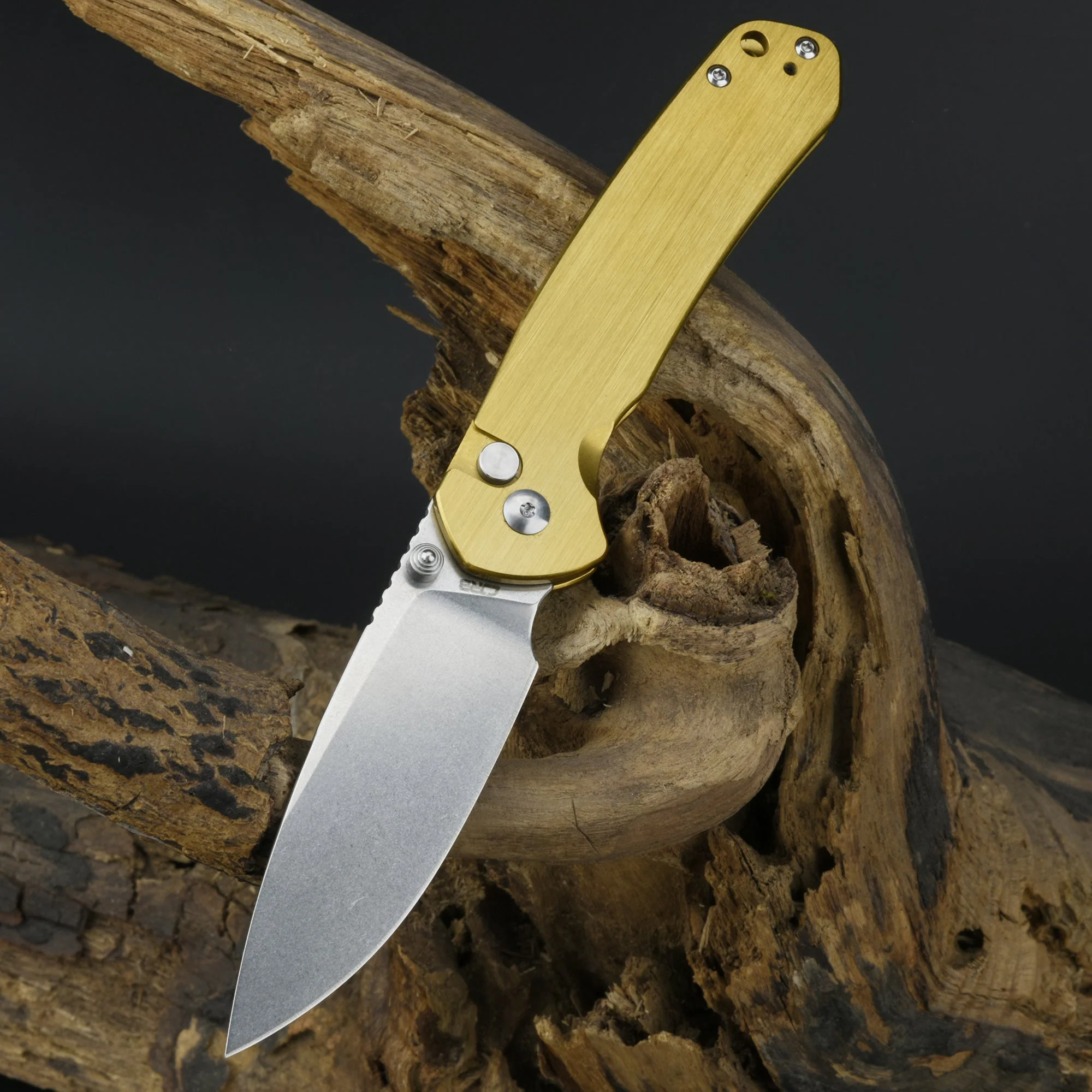 CJRB Pyrite J1925 AR-RPM9 Steel Blade Steel Handle Folding Knives Brass Colorer - Image 7
