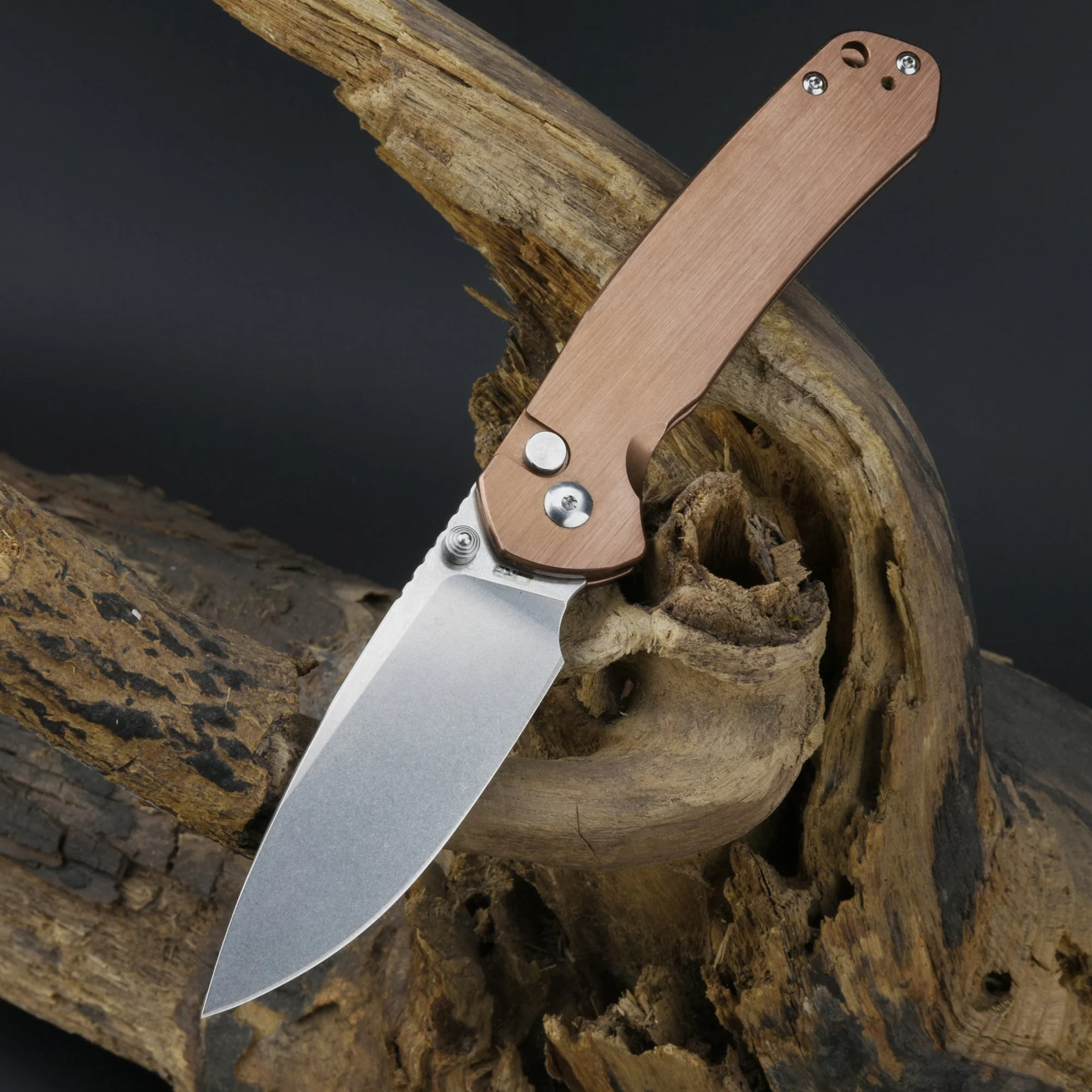 CJRB Pyrite J1925 AR-RPM9 Steel Blade Steel Handle Folding Knives Copper Colored - Image 10