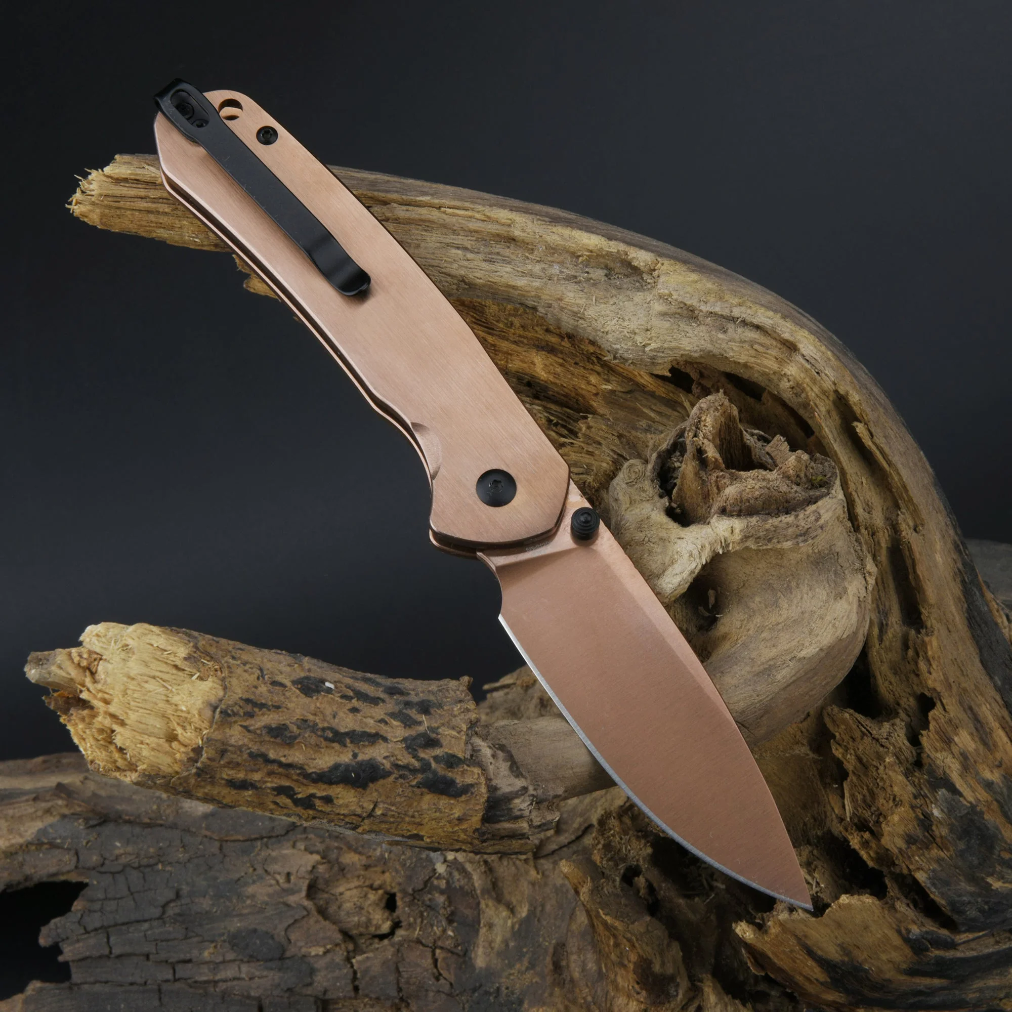 CJRB Pyrite J1925 AR-RPM9 Steel Blade Steel Handle Folding Knives Copper Colored - Image 12