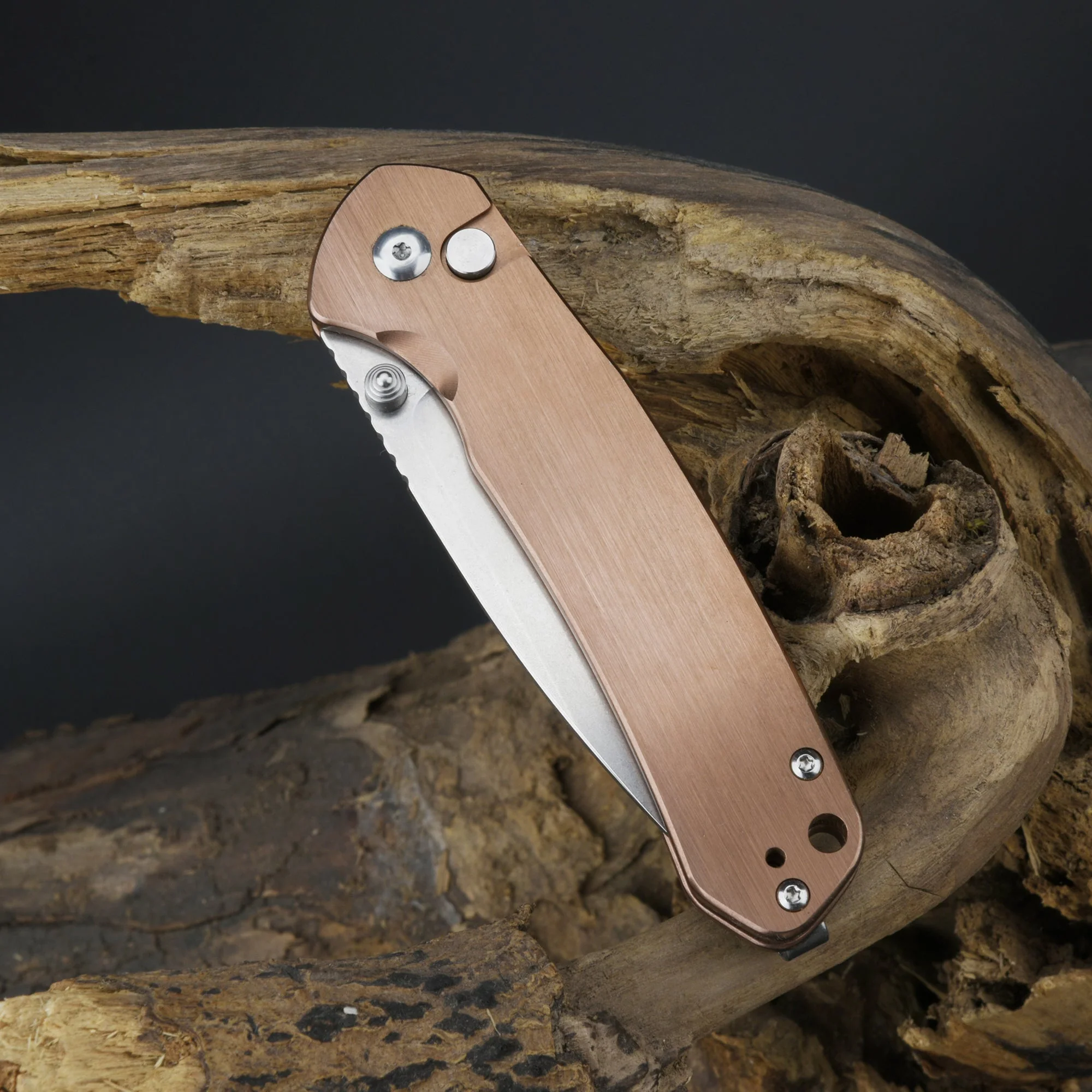 CJRB Pyrite J1925 AR-RPM9 Steel Blade Steel Handle Folding Knives Copper Colored - Image 8
