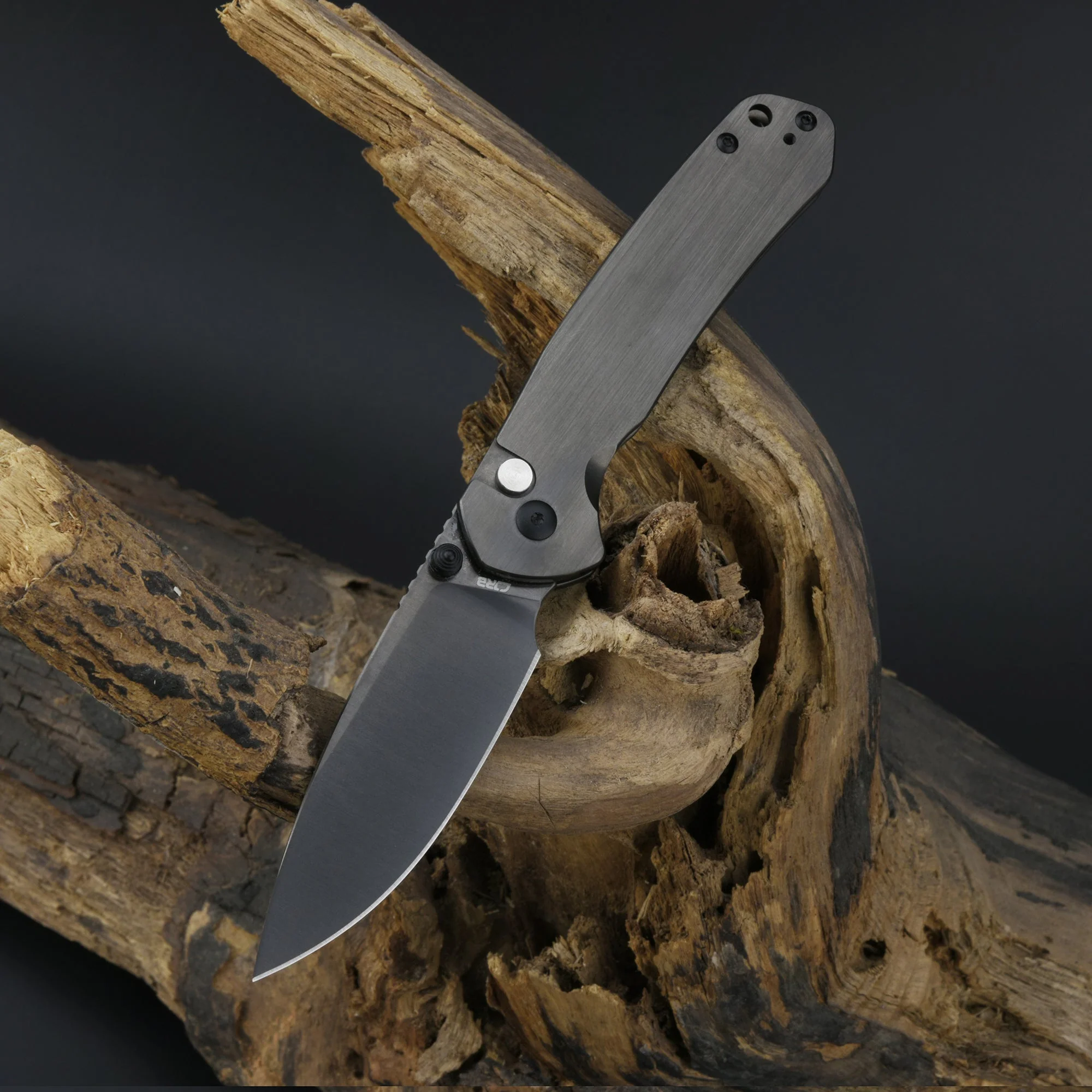 CJRB Pyrite J1925 AR-RPM9 Steel Blade Steel Handle Folding Knives Smoky Gray - Image 15