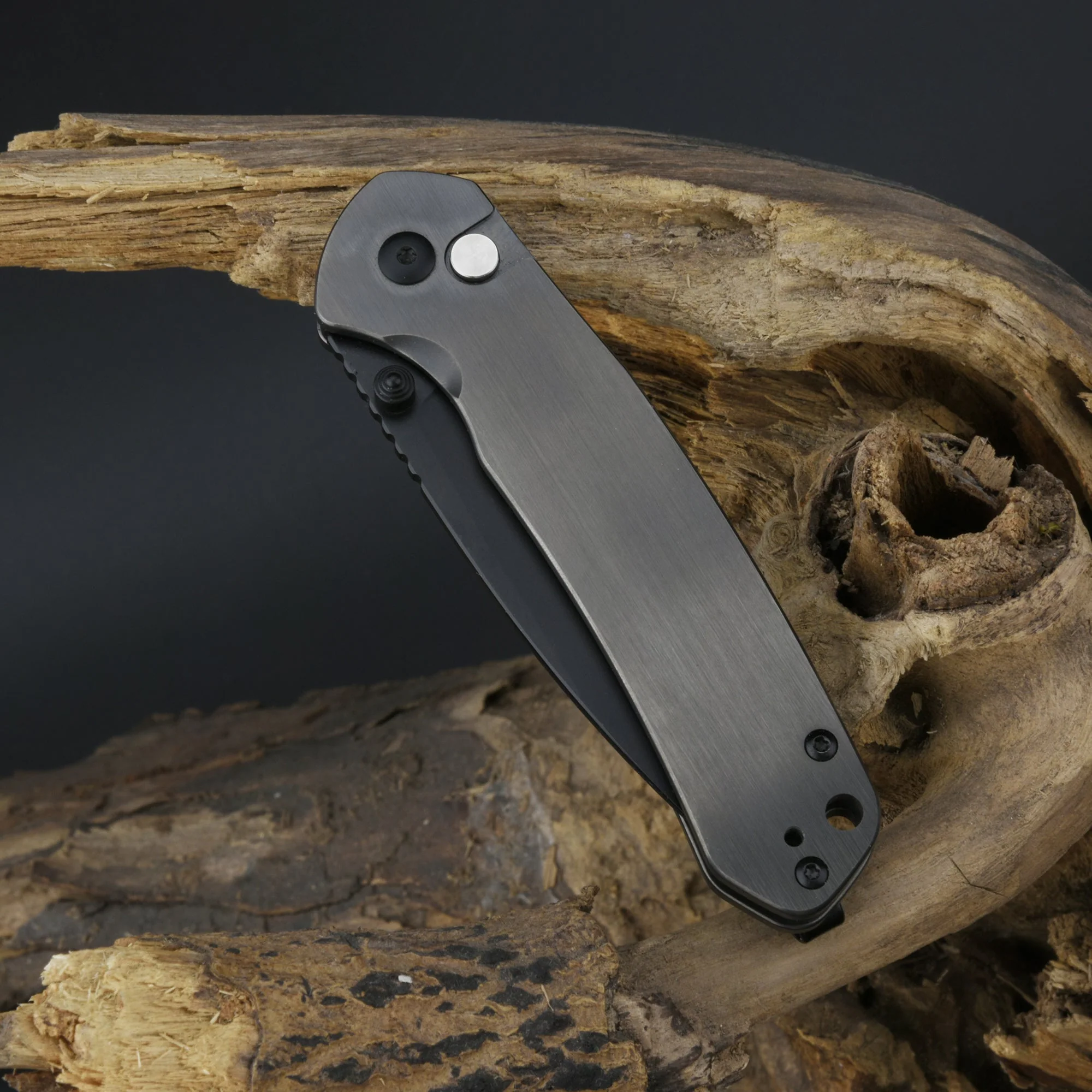 CJRB Pyrite J1925 AR-RPM9 Steel Blade Steel Handle Folding Knives Smoky Gray - Image 3