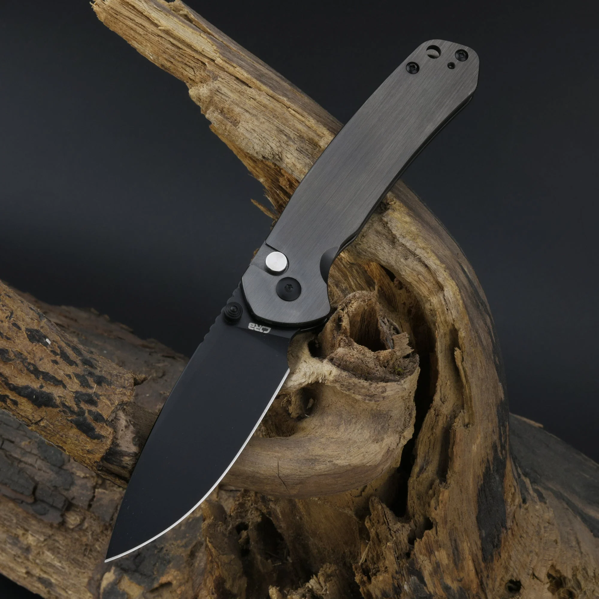 CJRB Pyrite J1925 AR-RPM9 Steel Blade Steel Handle Folding Knives Smoky Gray - Image 5