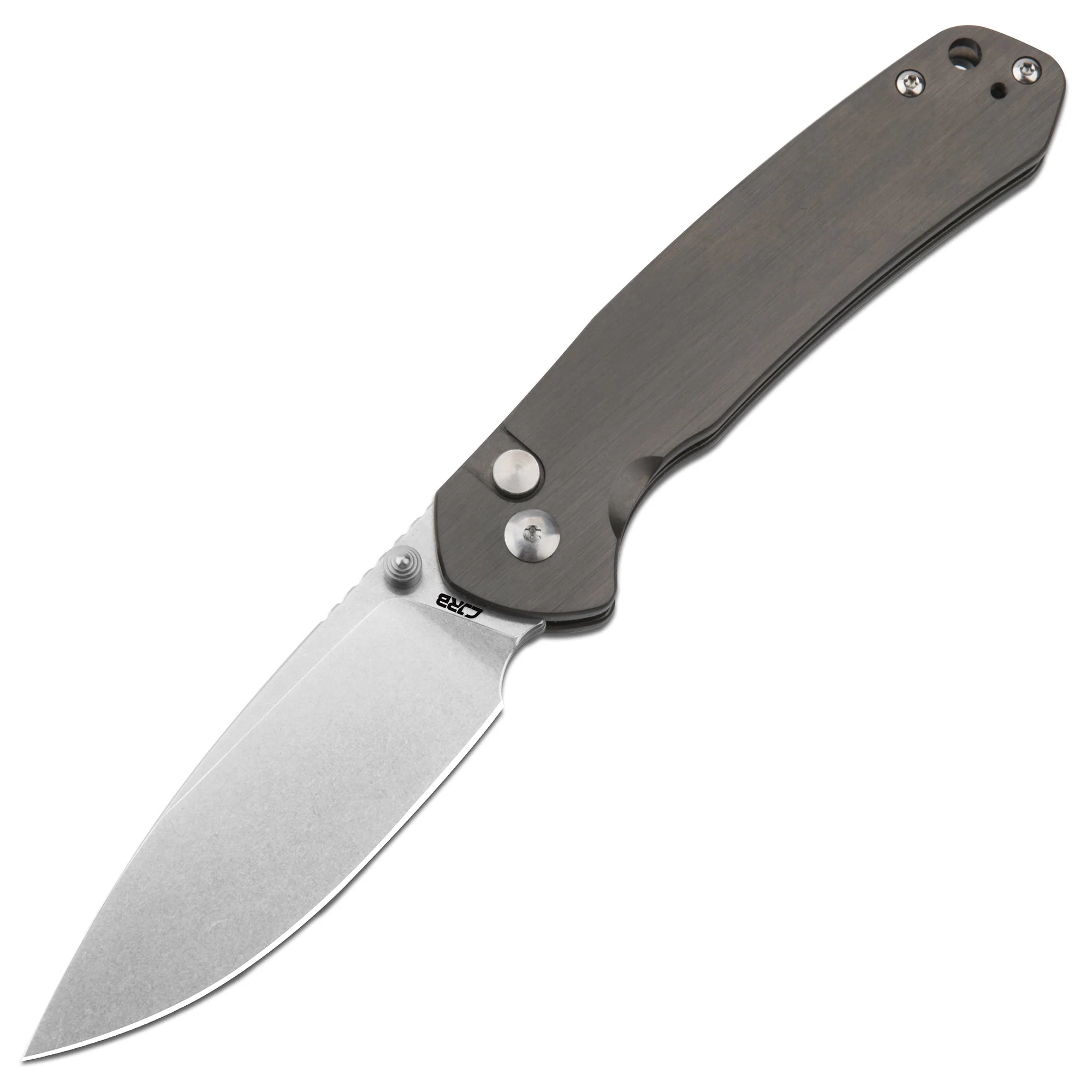 CJRB Pyrite J1925 AR-RPM9 Steel Blade Steel Handle Folding Knives Smoky Gray - Image 6