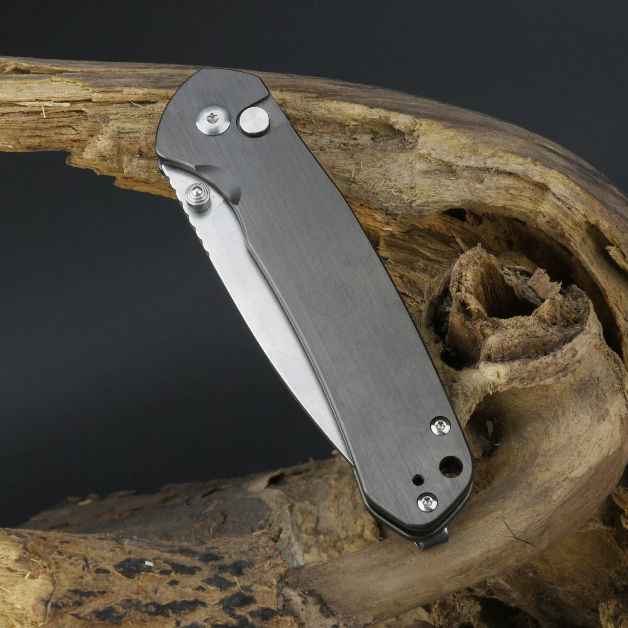 CJRB Pyrite J1925 AR-RPM9 Steel Blade Steel Handle Folding Knives Smoky Gray - Image 8