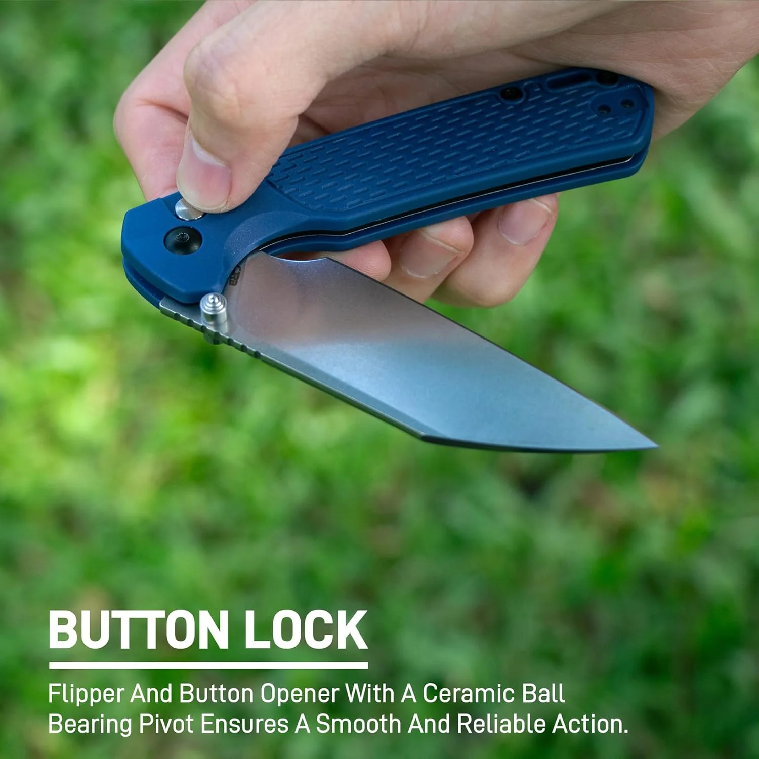 CJRB Pyrite-Light J1945 AR-RPM9 Steel Blade FRN Handle Folding Knives - Blue/Stone Wash (J1945-BU) - Image 3