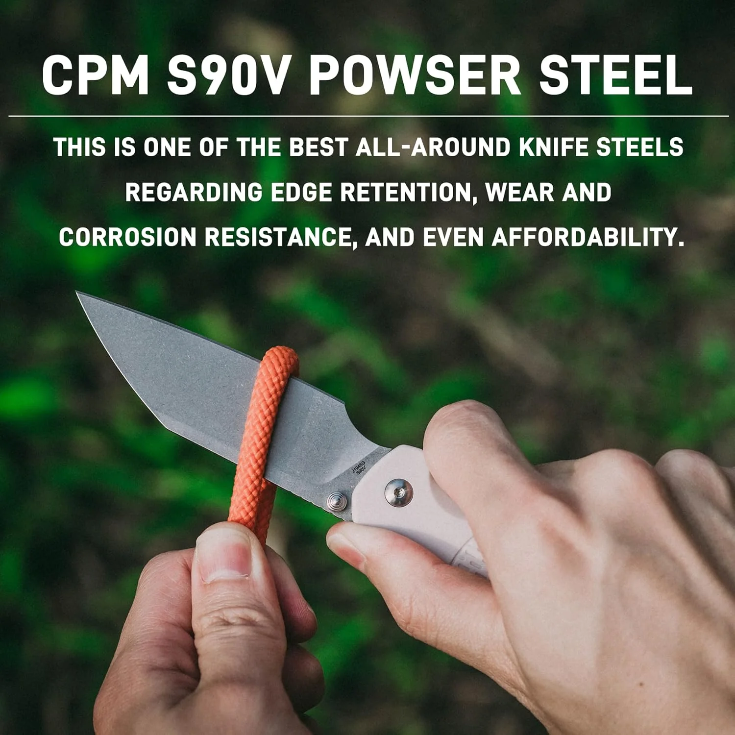 CJRB Pyrite-Light J1945 CPM S90V Steel Light Grey FRN Handle Folding Knives - Image 3