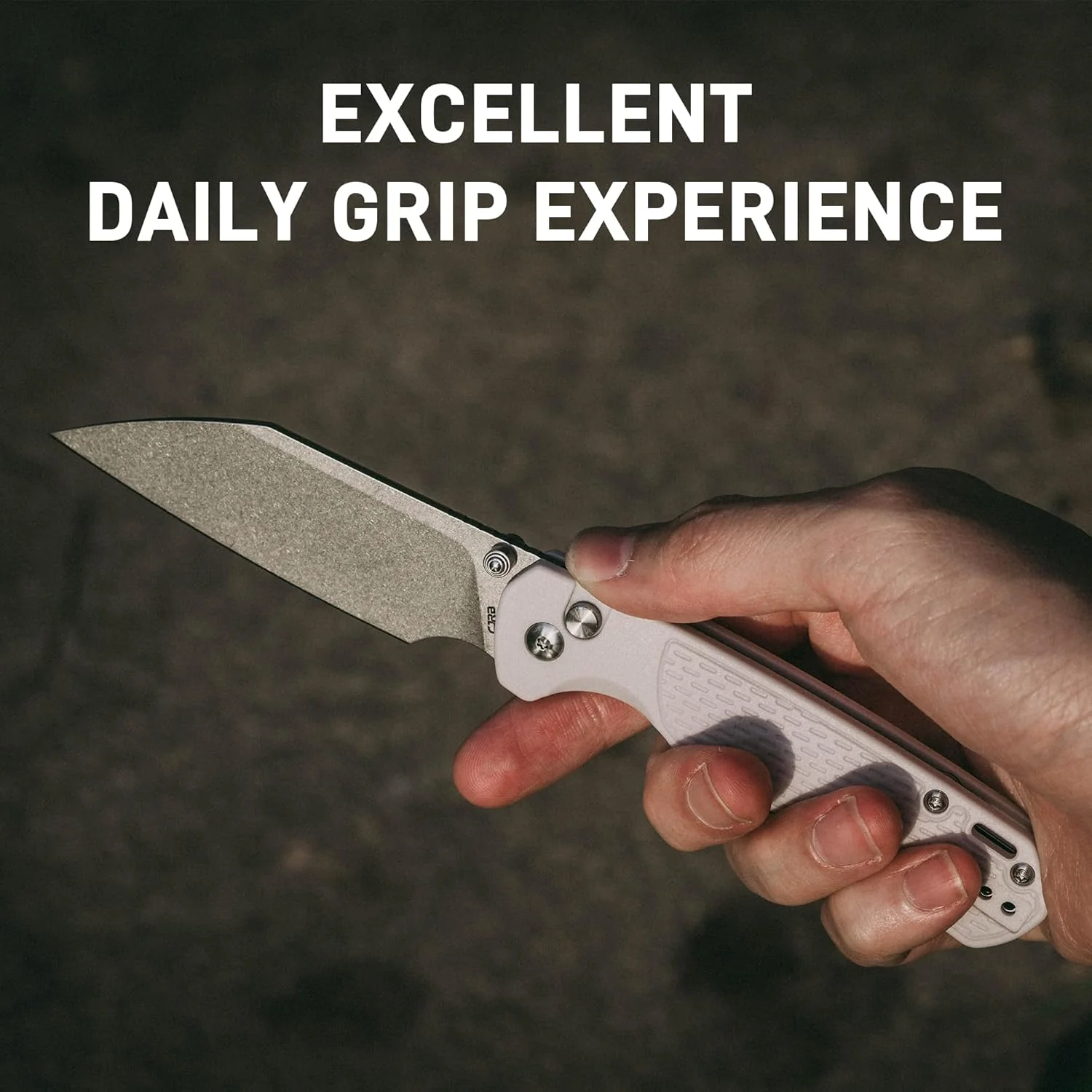 CJRB Pyrite-Light J1945 CPM S90V Steel Light Grey FRN Handle Folding Knives - Image 4