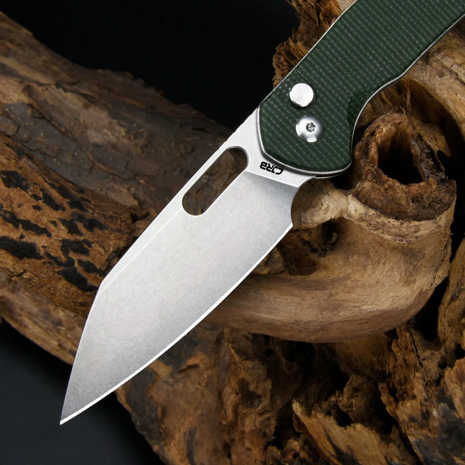 CJRB Pyrite-Alt Wharncliffe J1925A AR-RPM9 Steel Blade Micarta Handle Folding Knives - Stone Wash (J1925A-MGN) - Image 4