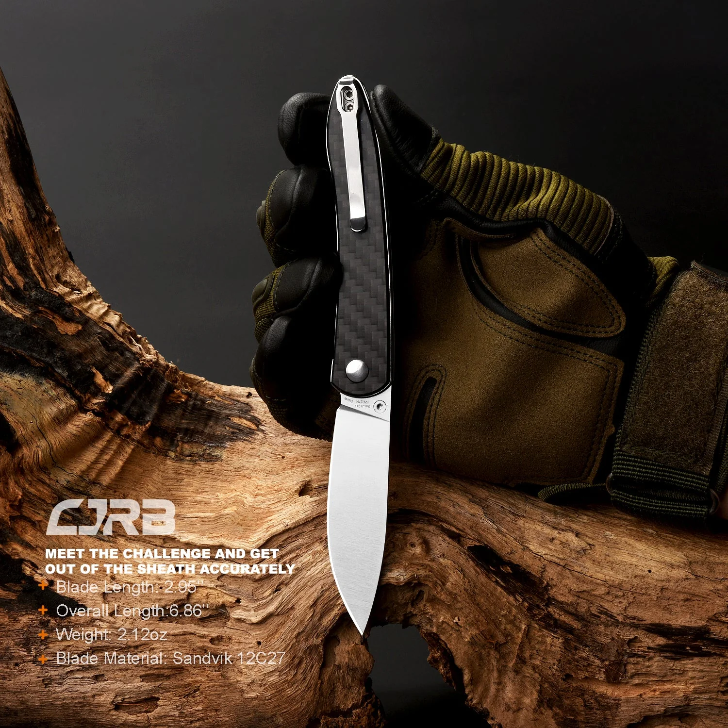 CJRB Ria J1917 12c27 Blade Carbon Fiber Handle Folding Knives - Image 9