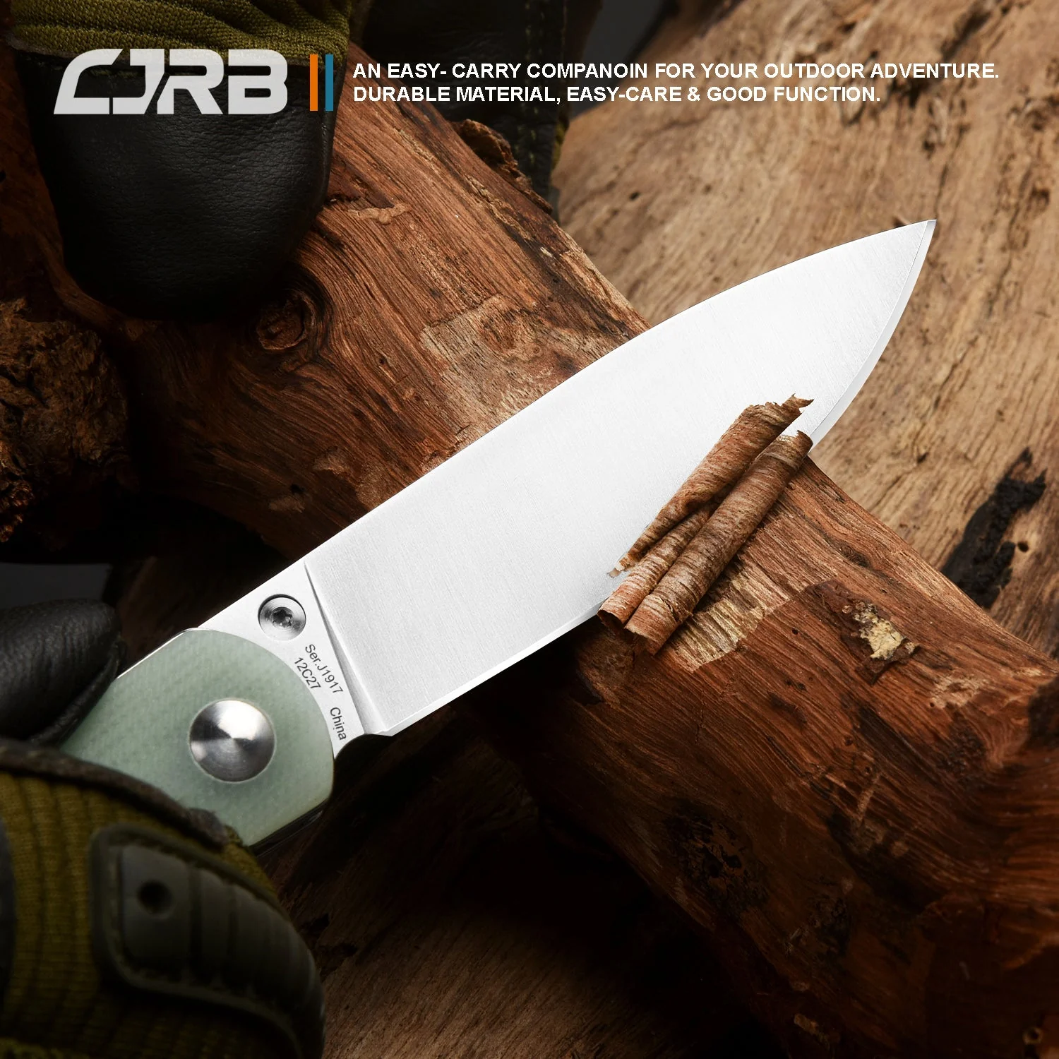 CJRB Ria J1917 12c27 Blade G10 Handle Folding Knives - natural green (J1917-NTG) - Image 5