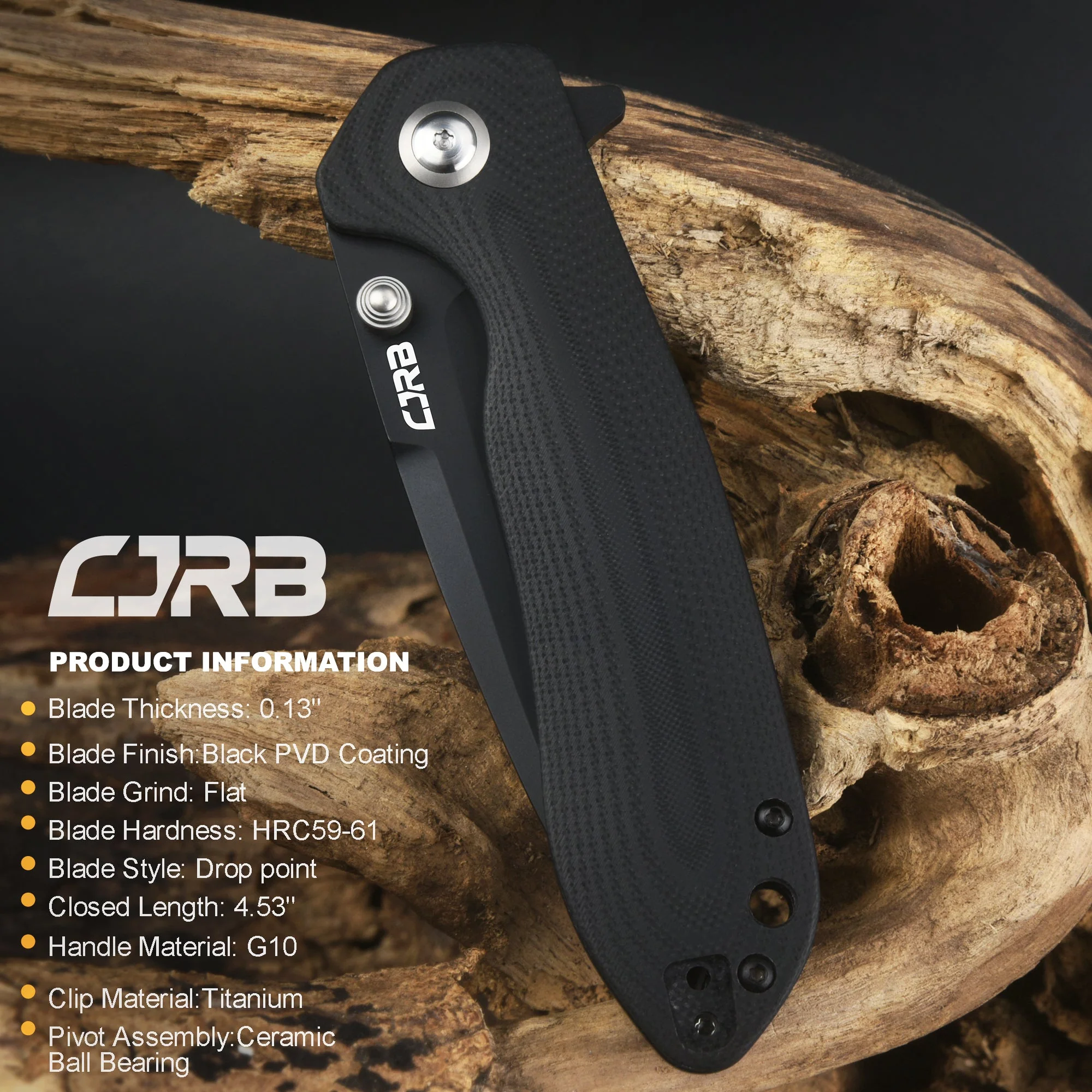 Cjrb Scoria J1920 AR-RPM9 Steel Black Pvd Blade Black G10 Handle Tactical Knives Folding Knives Edc Knives - Image 10