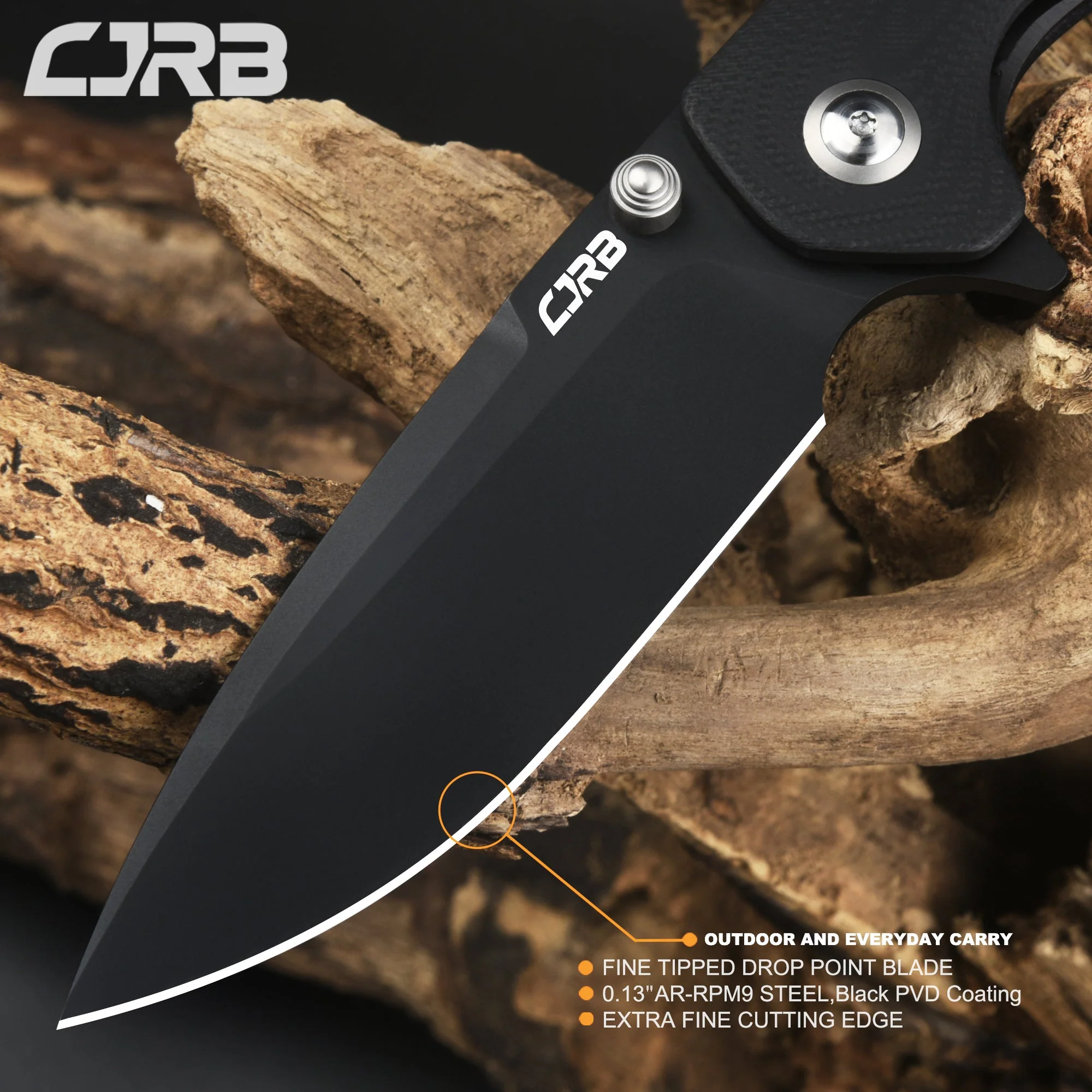 Cjrb Scoria J1920 AR-RPM9 Steel Black Pvd Blade Black G10 Handle Tactical Knives Folding Knives Edc Knives - Image 11